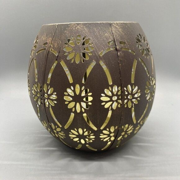 Brushed Copper Luminary Floral Spherical 6” X 6” Candles‎ - Picture 1 of 5
